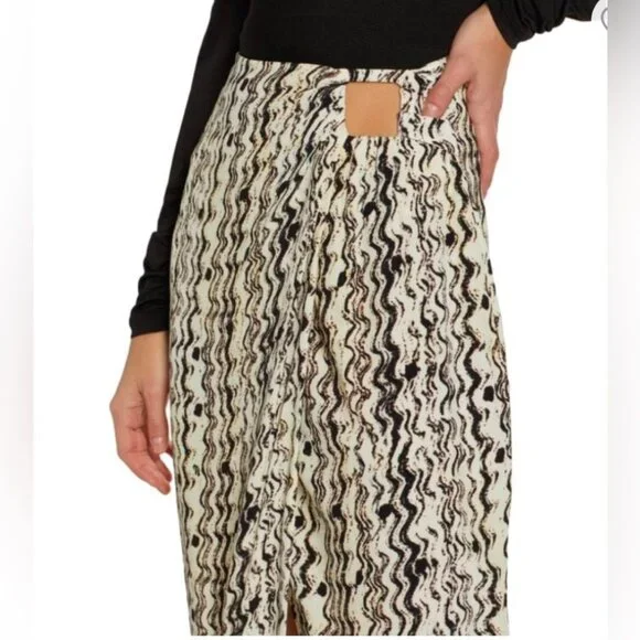 NWOT Nanushka Solice printed midi faux wrap viscose long skirt Sz S - Picture 2 of 11
